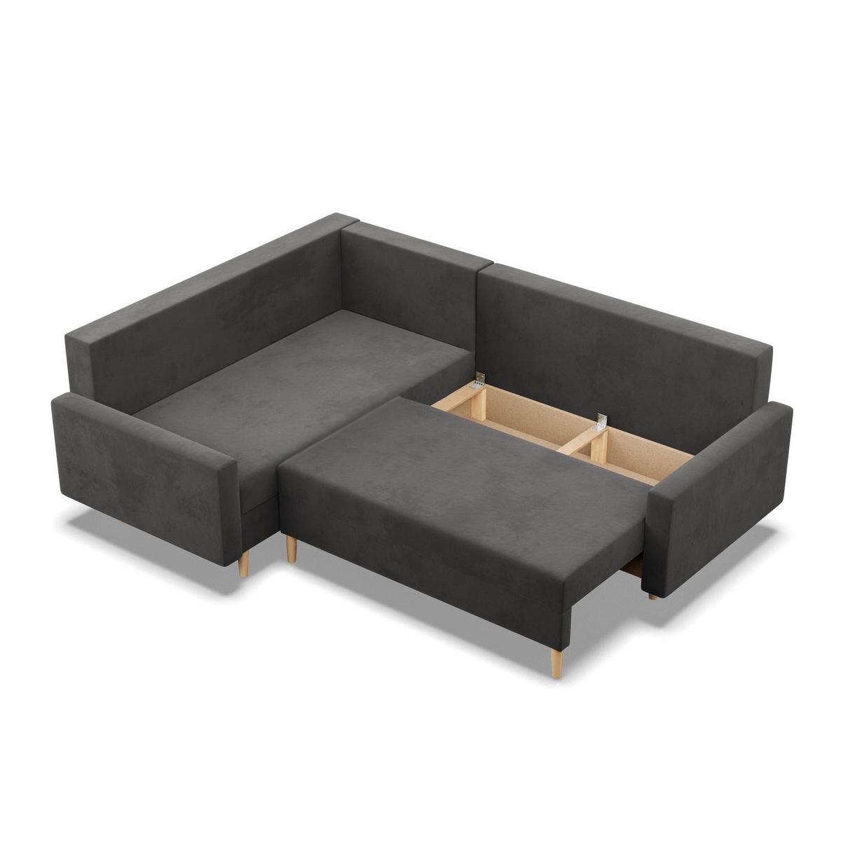 ECKSOFA MIT SCHLAFFUNKTION LINKS BLANK , Grau - Grau, Textil (223/175cm)
