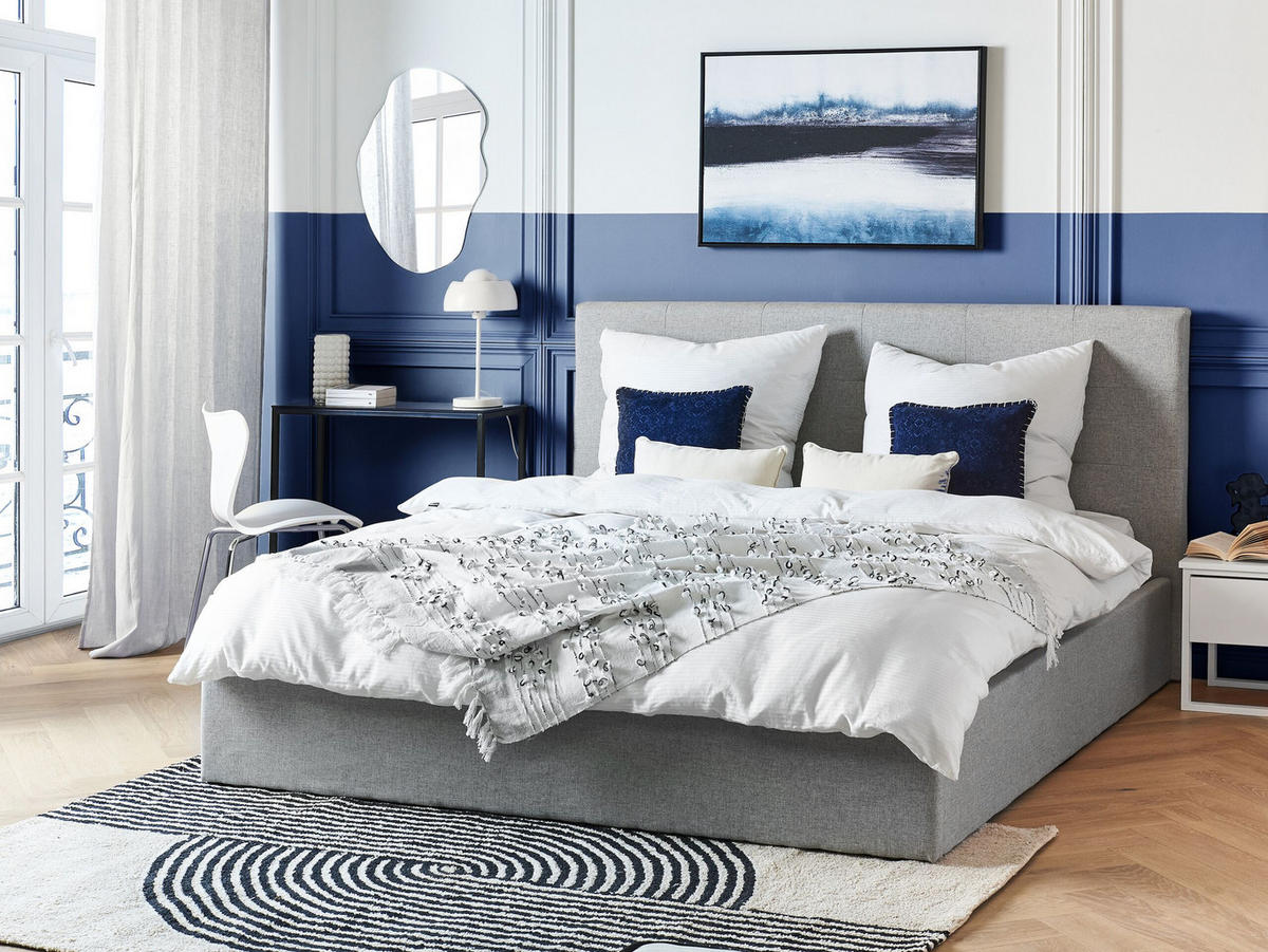 POLSTERBETT 180/200cm Hellgrau Lorient - Hellgrau, Textil (180/200cm) - Beliani