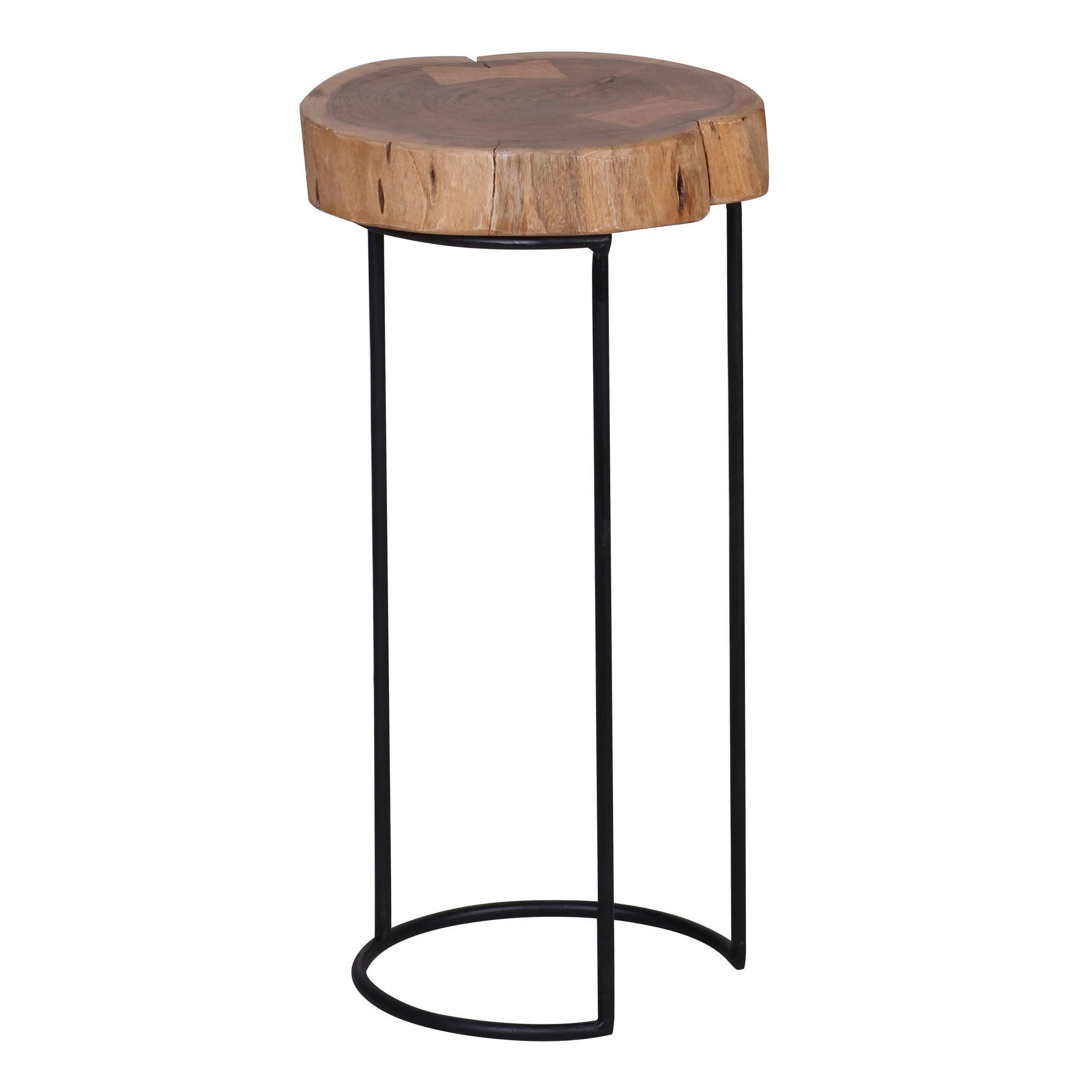 BEISTELLTISCH Massivholz Metallgestell Baumstammplatte Landhausstil INDI, Beige 28x28x55 cm - Beige/Schwarz, Holz/Metall (28/28/55cm) - KADIMA DESIGN