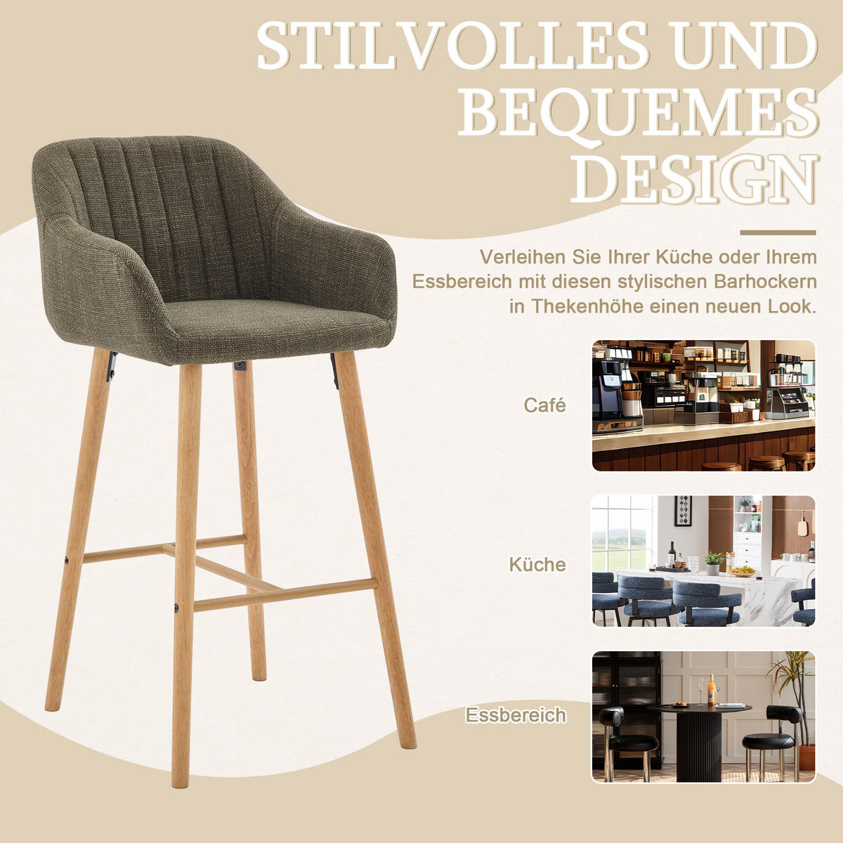 BARHOCKER,2ER-SET,BARSTÜHLE,KÜCHENSTÜHLE,LEINEN,GRÜN - Grün, Textil (55/104/51cm) - LVHOM