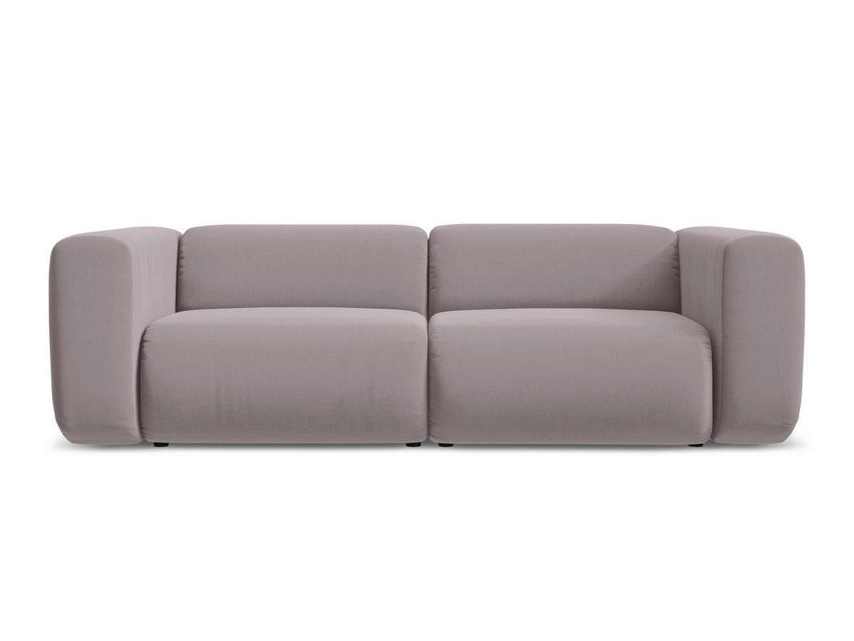 3-SITZER SOFA Samt Stoff Violett - Lila/Flieder, Kunststoff/Textil (228/70/89cm) - Makamii