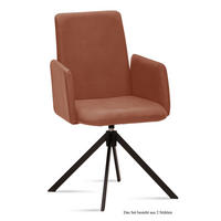 ARMLEHNSTUHL drehbar (2er-Set) Deasia 52x92x60 Schwarz/Cognac - Cognac/Schwarz, Kunststoff (60/92/52cm) - 58aufmkessel