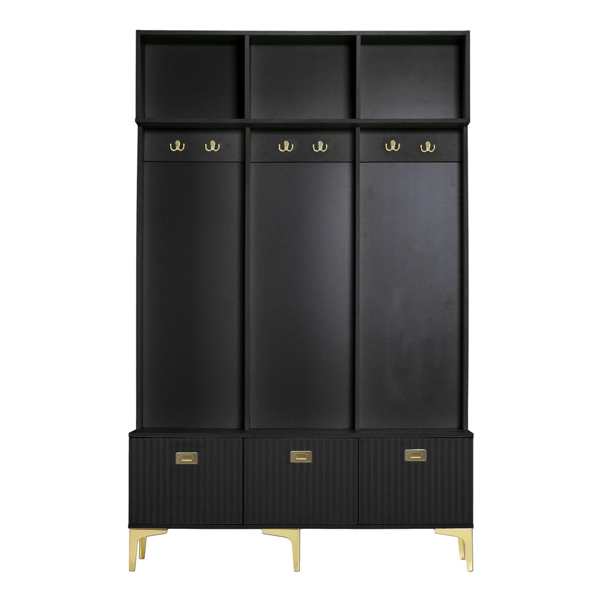 GARDEROBE mit Türen und Schubladen, skandinavische Holzoptik, 120/40/80 cm, Schwarz - Schwarz, Holzwerkstoff (120/191.5/23.5cm) - Redom