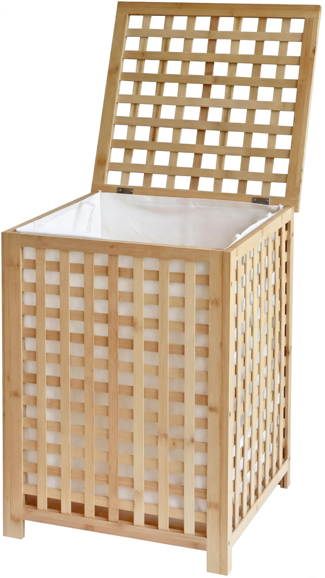 WÄSCHEBOX Hof 1 großes Fach 90 Liter 46x46x67cm Holz Natura Wäschesammler - Naturfarben, Holz (46/67/46cm) - DELUKE