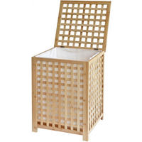 WÄSCHEBOX Hof 1 großes Fach 90 Liter 46x46x67cm Holz Natura Wäschesammler - Naturfarben, Holz (46/67/46cm) - DELUKE