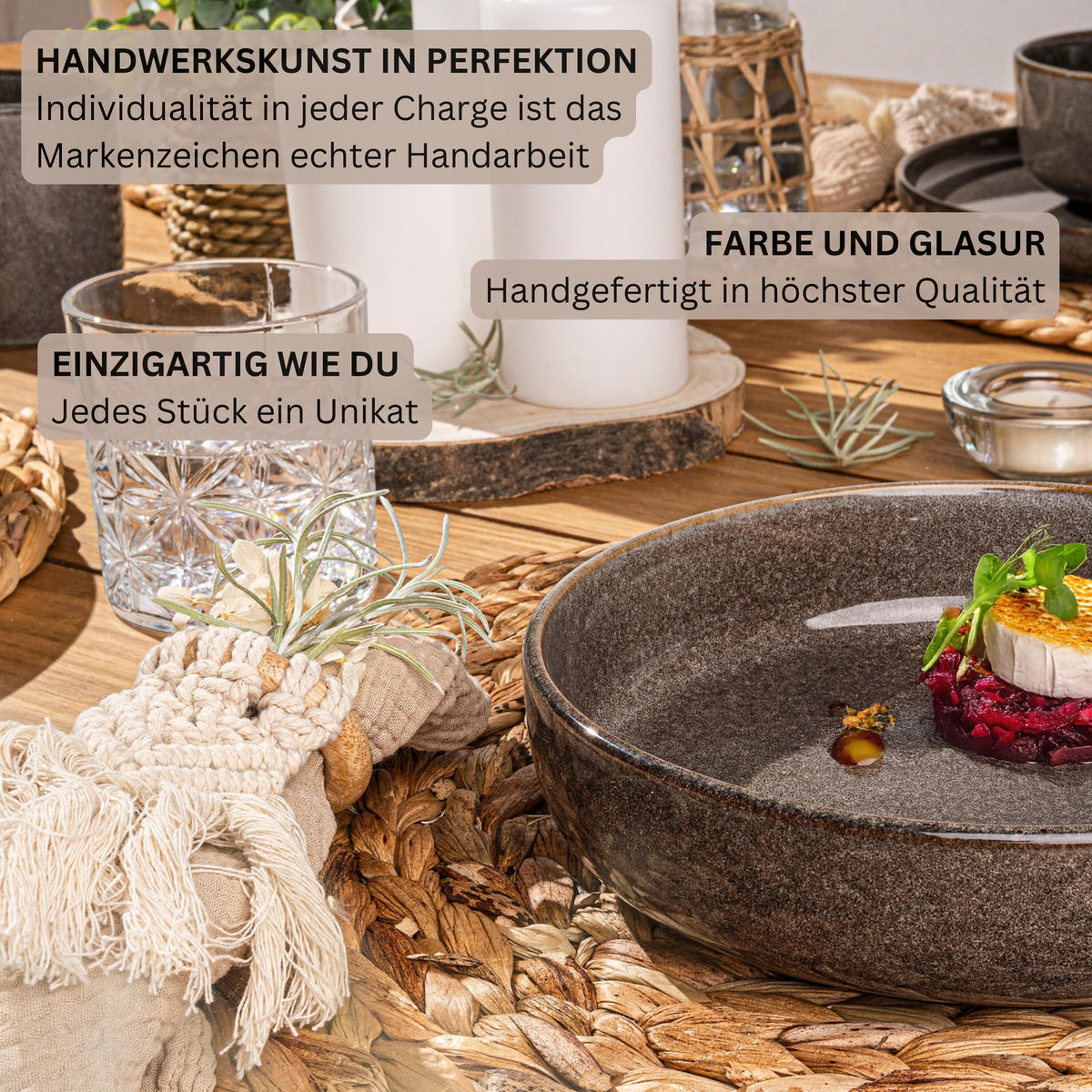 PASTASCHALEN SET KAIRO GRAPHIT - 4 teilig aus Steingut - Braun, Keramik (26.5cm) - Sänger