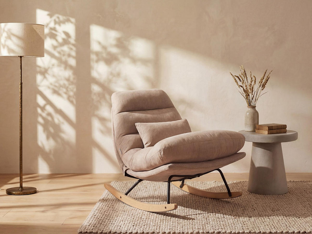 SCHAUKELSTUHL - 1 Person - Stoff - Taupe - - Taupe, Textil (82/80/93cm) - Vente-Unique