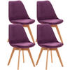 STUHL 4er Set Samt lila - Eukalyptusholzfarben/Lila, Holz/Textil (49/83/50cm) - CLP