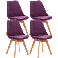 STUHL 4er Set Samt lila - Eukalyptusholzfarben/Lila, Holz/Textil (49/83/50cm) - CLP
