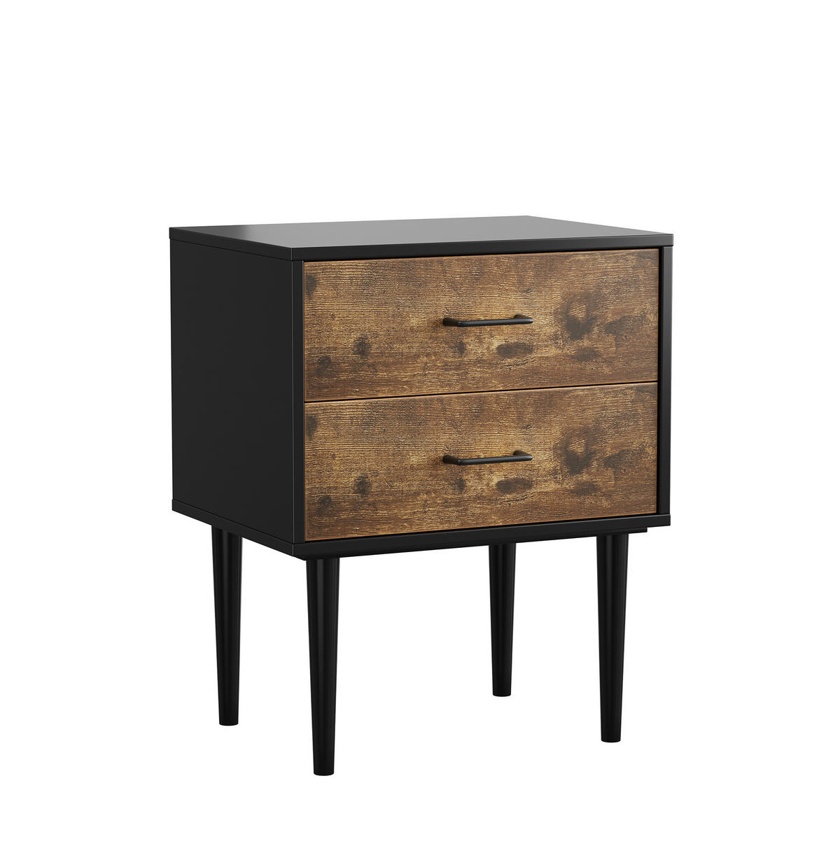 NACHTTISCH mit 2 Schubladen 51/38/66 cm in Antikbraun im Retro-Industrial-Stil - Braun, Holzwerkstoff (38/66/51cm) - BEAOK
