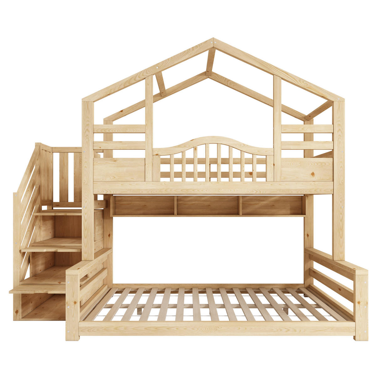 ETAGENBETT mit Treppenschrank 90x200 und 140x200 cm Natur, 4-tlg. - Beige, Holzwerkstoff (140/200cm) - Beauniv