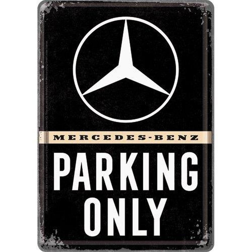 MINIBLECHSCHILD 10/14 cm Mercedes-Benz Parking Only - Multicolor, Metall (10/14/0.1cm) - Nostalgic-Art