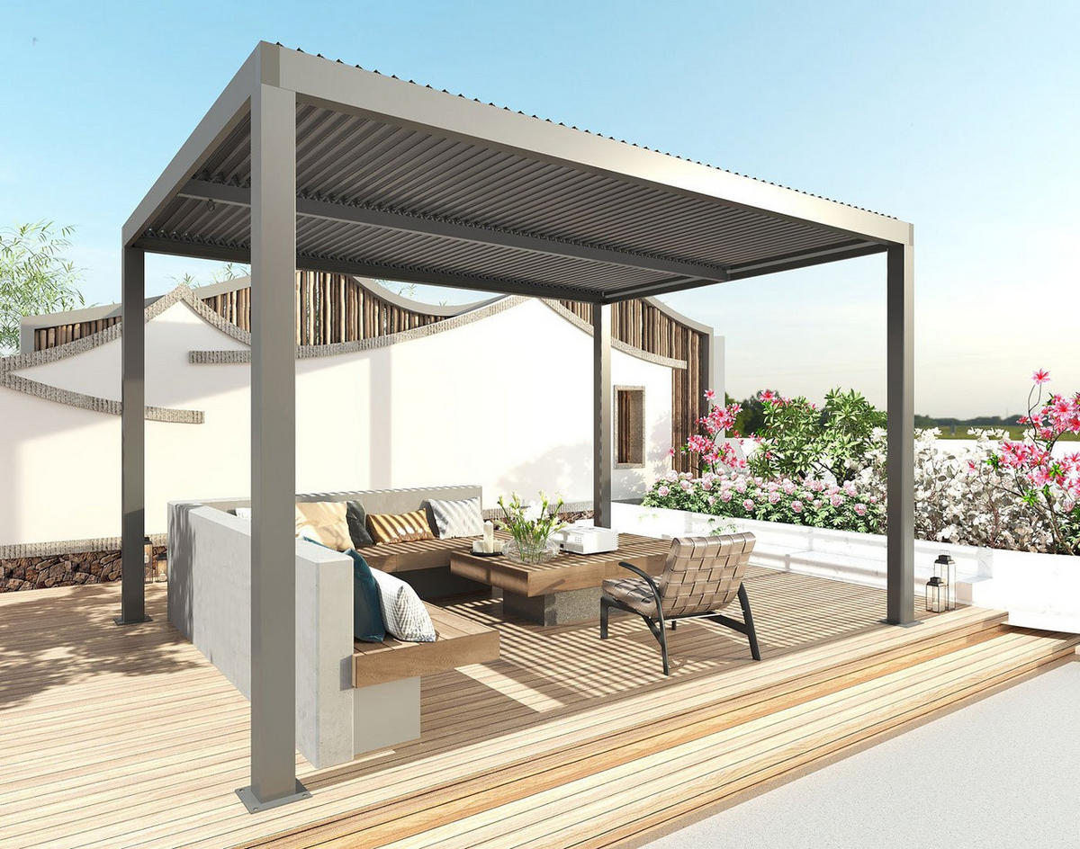 PERGOLA MIT SEITENWAND Anthrazit - Anthrazit, Metall (400/220/300cm) - MCW