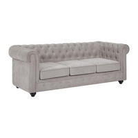 3-SITZER-SOFA - Stoff - Grau - CHESTERFIELD - Grau, Textil (88/72/205cm) - Vente-Unique