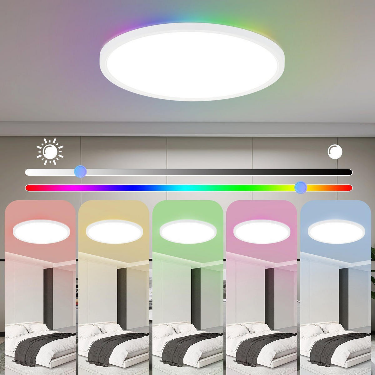 LED-DECKENLEUCHTE Finnj 23/3/23 cm （2er-set） - Weiß, Kunststoff (23/23/3cm) - ZMH