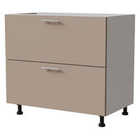 SCHUBLADENUNTERSCHRANK Brerra D2A/90/1A Korpus weiß / Front RAL 1019 graubeige Matt 90 / 50 / 82 cm - Graubraun/Weiß, Holz/Holzwerkstoff (90/82/50cm) - Feldmann-Wohnen