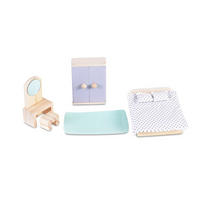 PUPPENMÖBEL Schlafzimmer 4012 bunt Holz, Schlafzimmer-Set, Bett, Schrank, Schminktisch, Stuhl, Teppich - Multicolor, Holz (10/5/15cm) - Moni