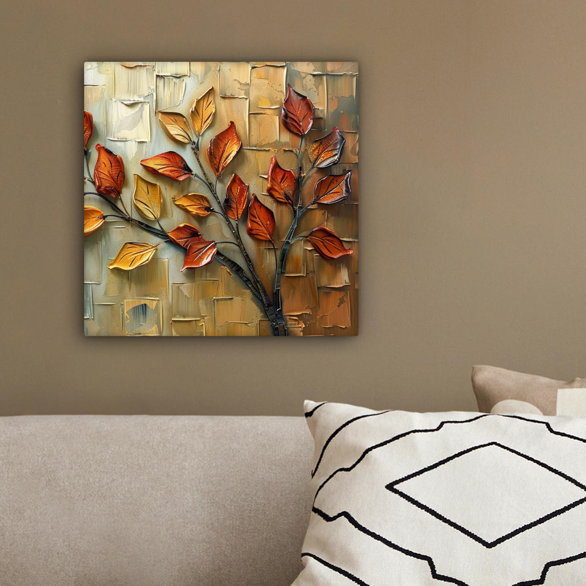 LEINWANDBILD Baum - Abstrakt - Natur - Kunst 20x20 cm - Goldfarben, Textil (20/20cm) - MuchoWow