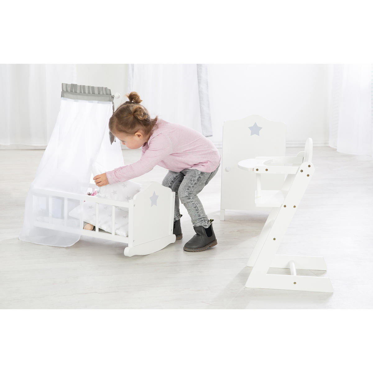 PUPPENKLEIDERSCHRANK Stella - Grau, Holzwerkstoff (29.5/52/26.5cm) - Roba
