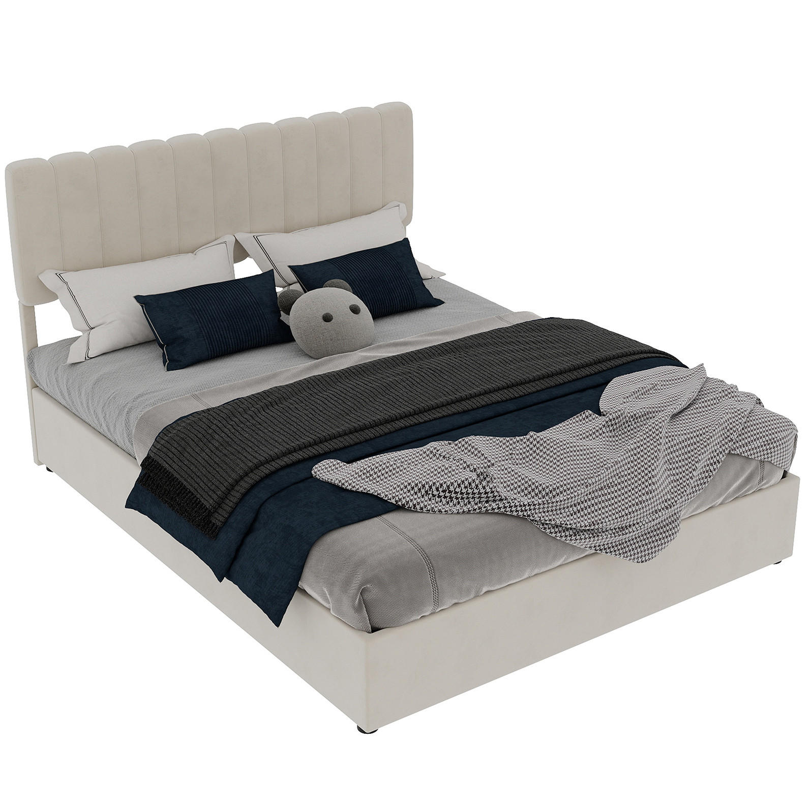 POLSTERBETT 160/200 cm mit weichem Samtbezug und stabilem Metallgestell, Beige - Beige, Textil (160/200cm) - Redom