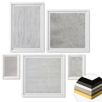 WANDBILDER 5er-Set - 50x50 cm & 20x30 cm & 40x60 cm Weißer Rahmen - Sandmuster geometrische Strukturen - Weiß, Kunststoff (40/60cm) - ArtPrintCave