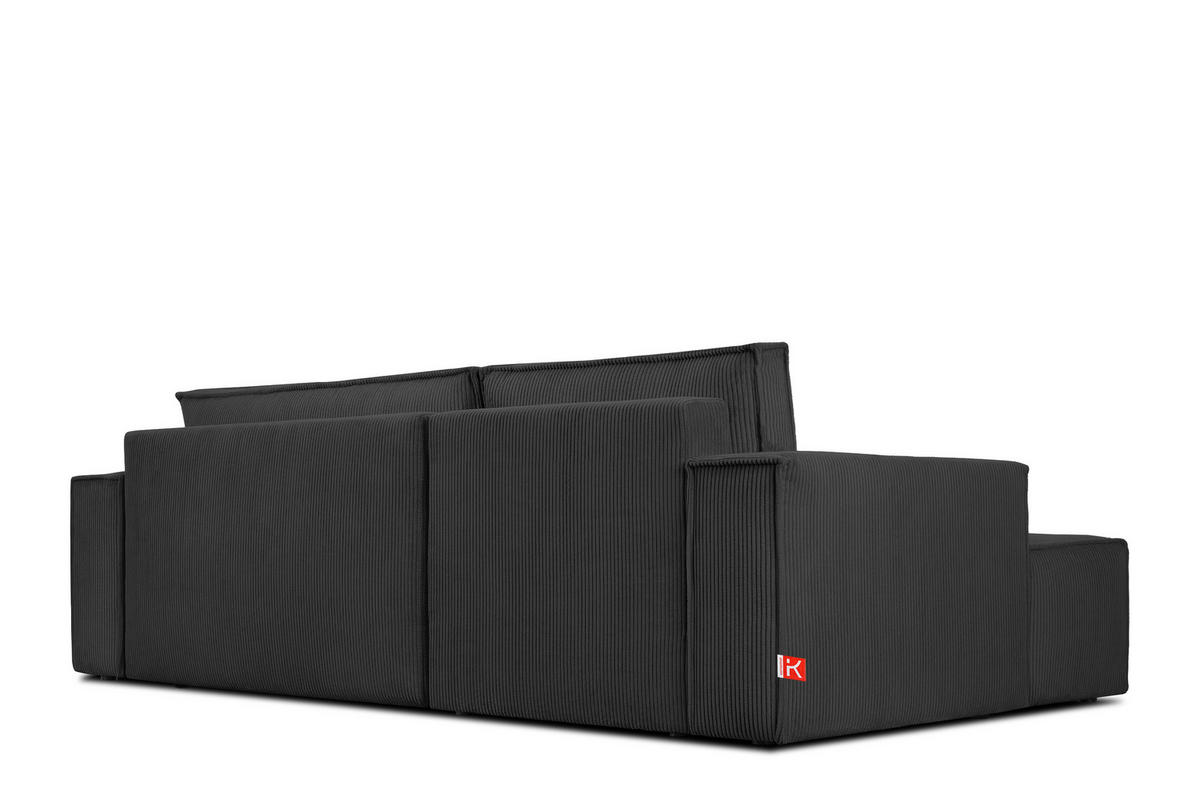 ECKSCHLAFSOFA-LINKS NAPI in Pet Friendly Cord-Stoff, dunkelgrau - Dunkelgrau/Schwarz, Textil (262/148cm) - KONSIMO®