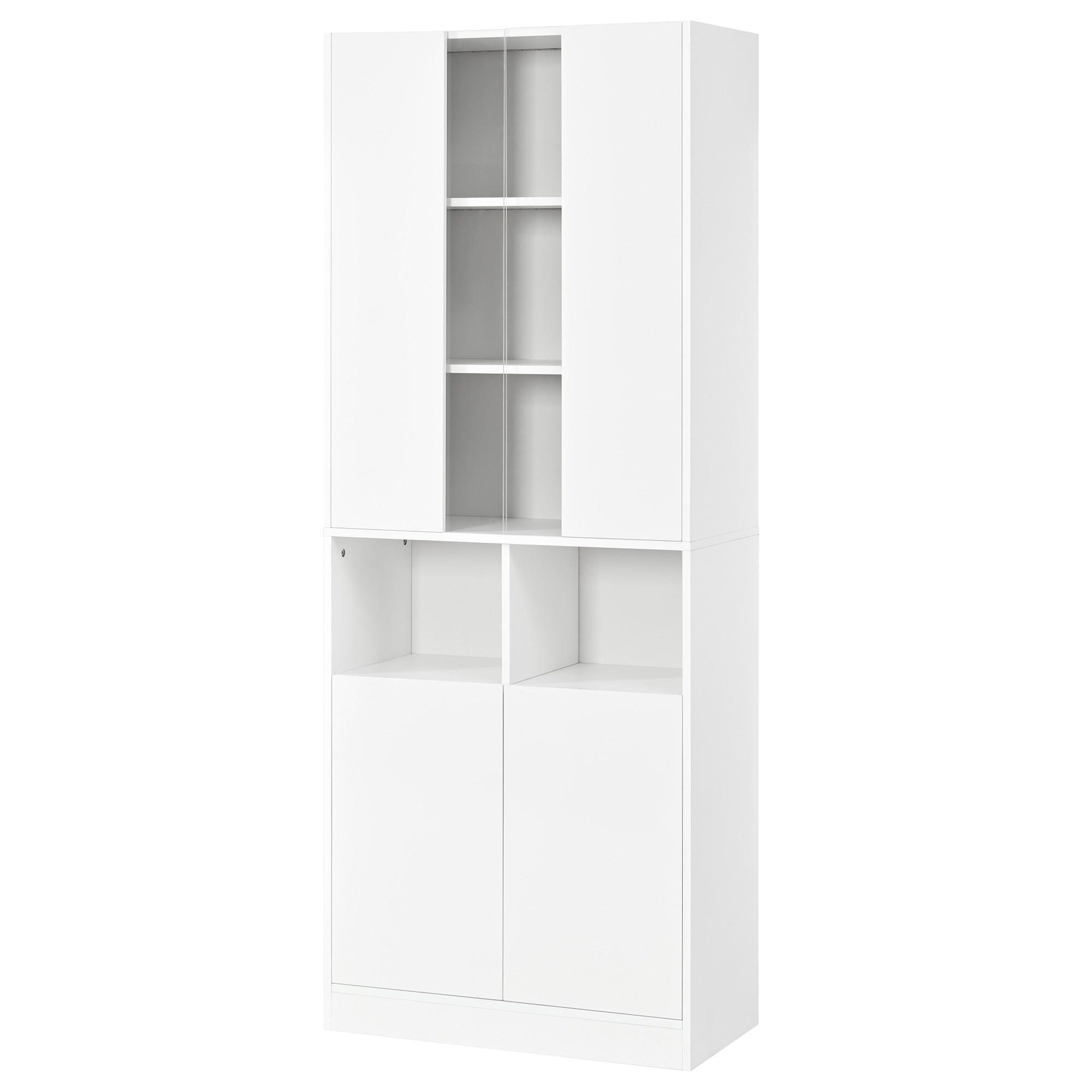 HOCHSCHRANK mit Acrylglas, LED und 2 Türen - Weiß, Holzwerkstoff (70/180/35cm) - FLIEKS