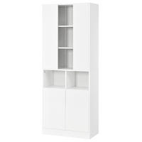 HOCHSCHRANK mit Acrylglas, LED und 2 Türen - Weiß, Holzwerkstoff (70/180/35cm) - FLIEKS