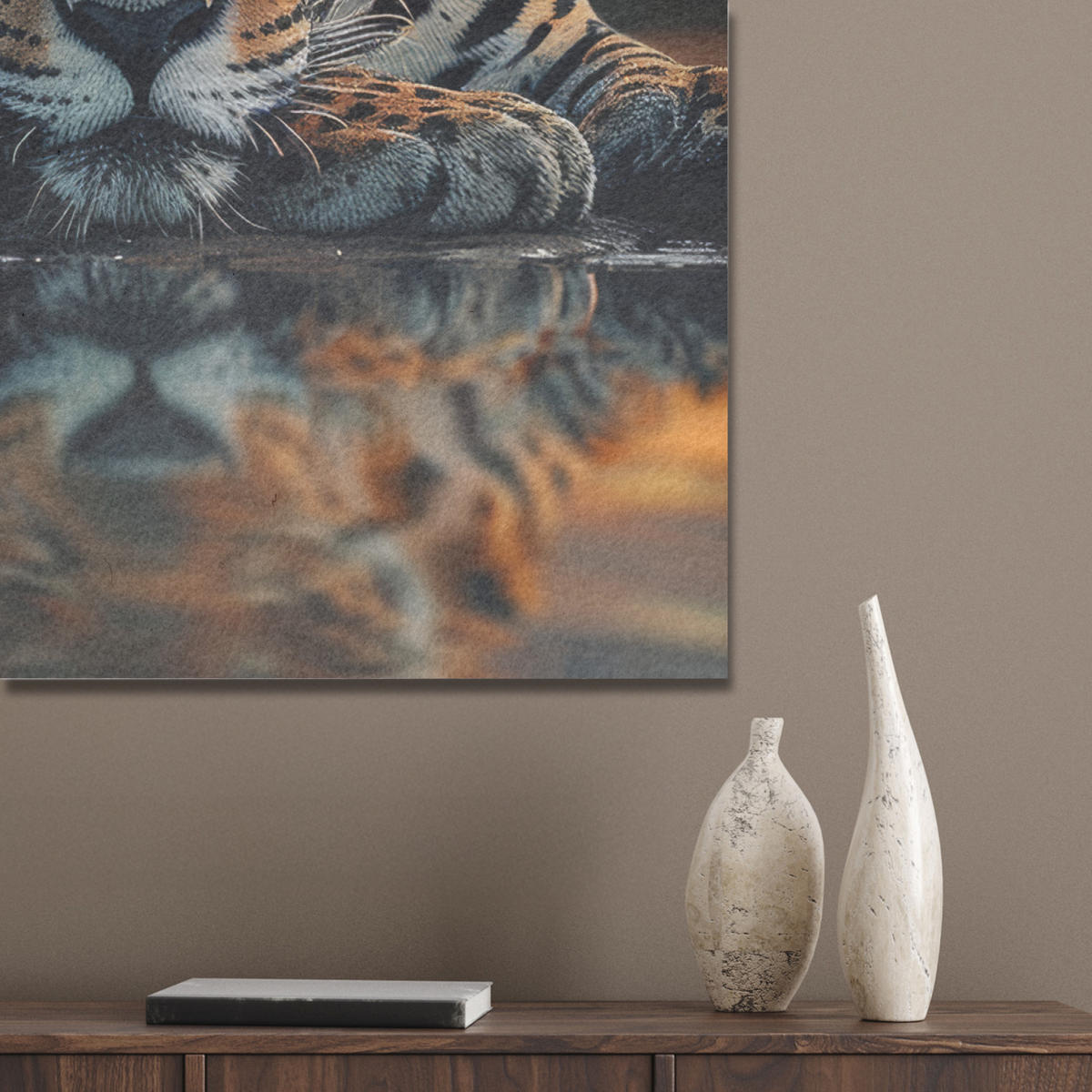 AKUSTIKPANEEL Natur - Leopard - Tier - Sonnenuntergang - Modern 60x80 cm - Orange, Textil (60/0.9/80cm) - MuchoWow