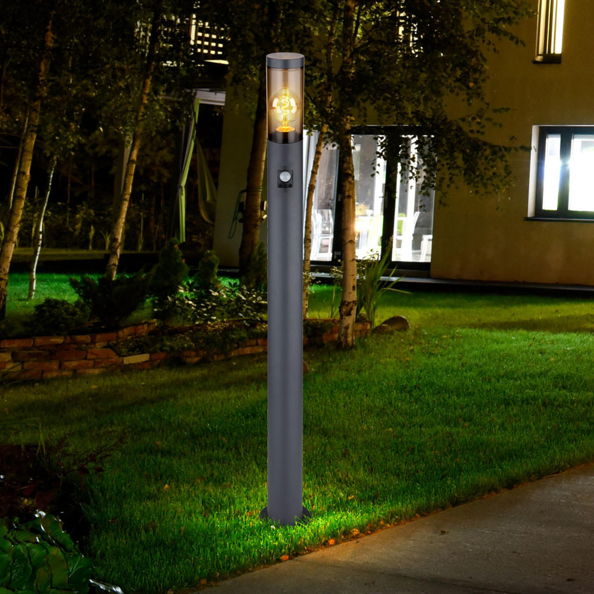 LED STEHLEUCHTE BOSTON Anthrazit Edelstahl - Anthrazit, Metall (12.7/12.7/110cm) - Globo Lighting