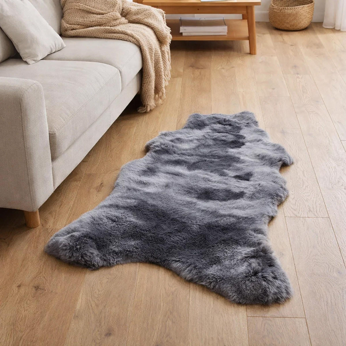 FELL Merino Lammfell Schaffell Grau ca. 125 cm - Grau, Fell (75/125cm) - Provellus