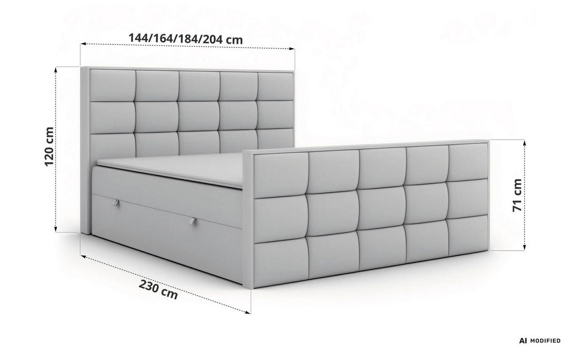 BOXBETT ALNOR DUO 140/200 - Beige Velvet - Topper Visco - H3 - Beige/Schwarz, Kunststoff/Textil (140/200cm) - MKS