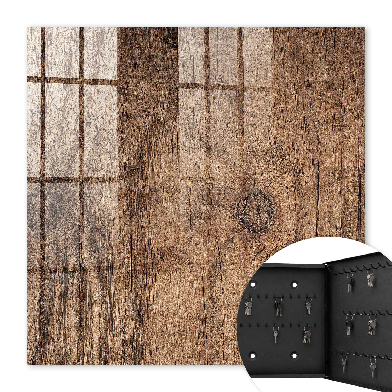 SCHLÜSSELBOX Schwarz 30x30 cm- Türöffnung nach rechts - Holzstruktur - Braun, Metall (30/30/5cm) - TULUP