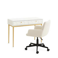 SCHREIBTISCH SET mit 2 Schubladen & Drehstuhl - Weiß, Holzwerkstoff (76.5/100/45cm) - Urban Meuble
