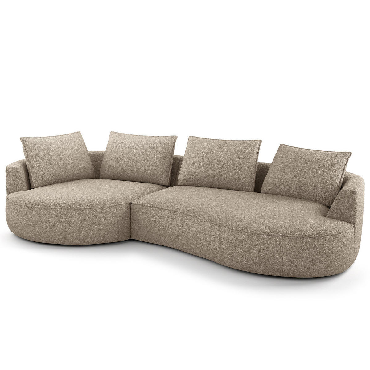 BIGSOFA - Beige/Schwarz, Kunststoff/Textil (322/82/154cm) - home24