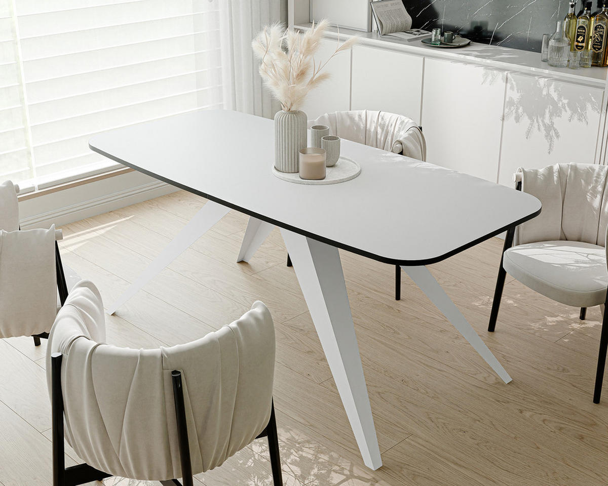 AUSZIEHTISCH FENTO 160/80/76 cm, Weiß - Weiß, Holzwerkstoff/Metall (80/160/76cm) - Idohome