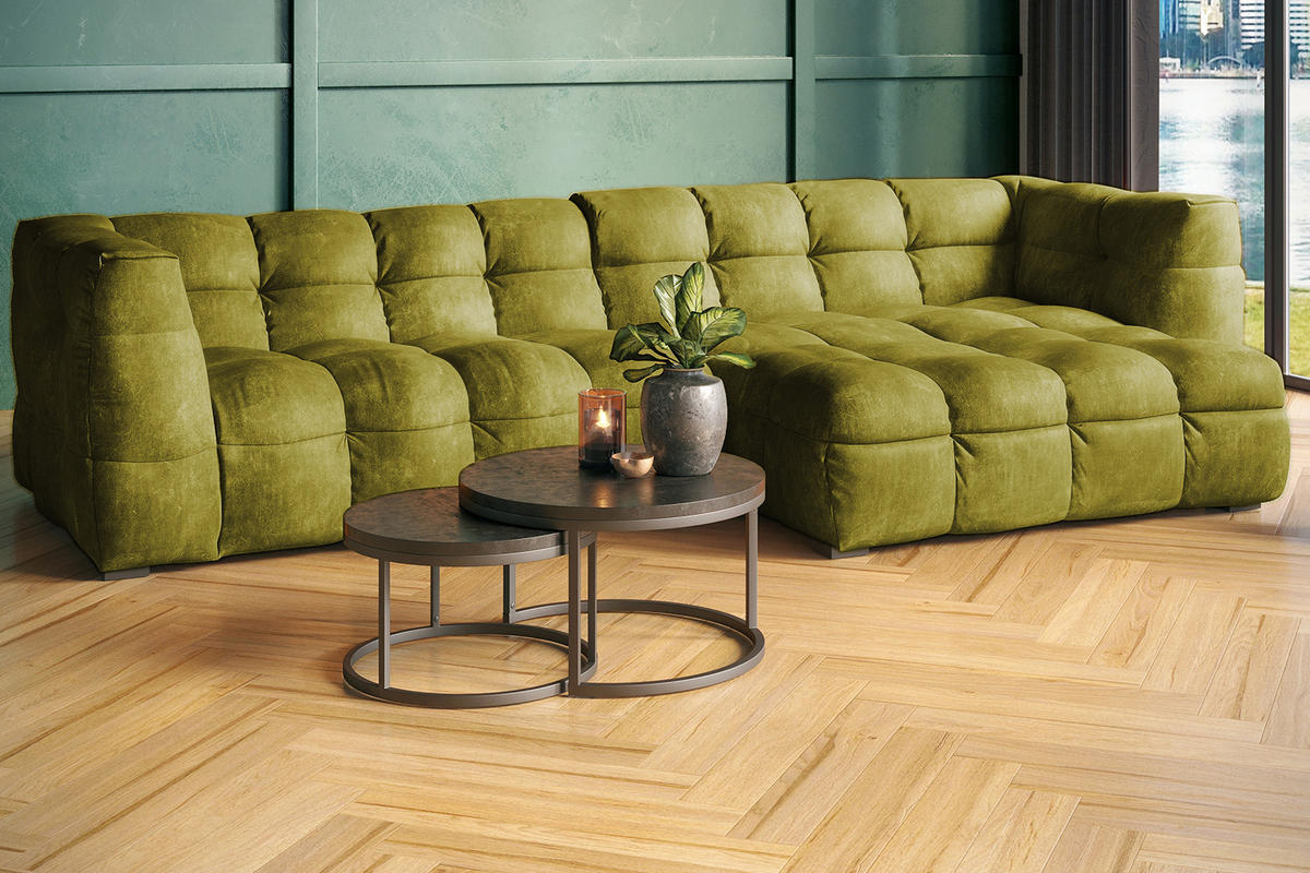 ECKSOFA RIO Grün Velvet - Schwarz/Grün, Textil (319/170cm) - KAWOLA