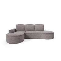 ECKSOFA Flow Grau, mit Schlaffunktion und Kissen in Abriamo Stoff, linke seite - Grau, Holzwerkstoff/Textil (277/157cm) - Bettso