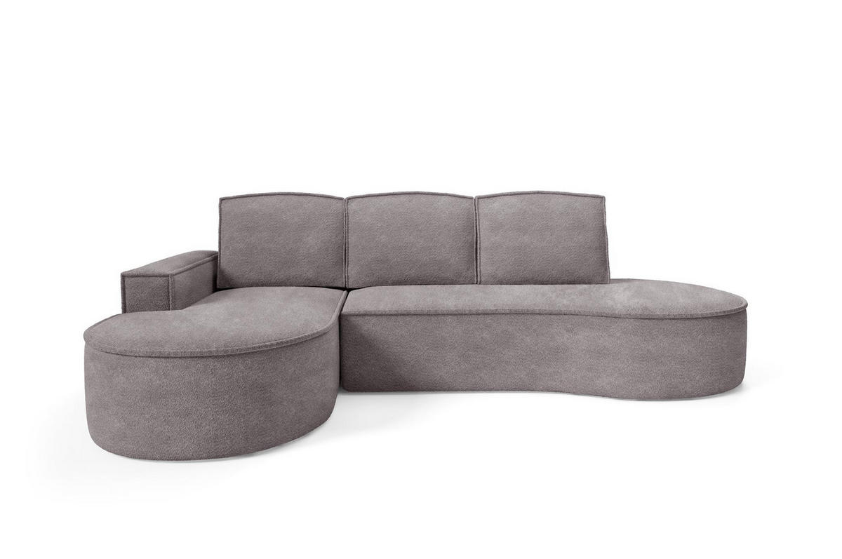 ECKSOFA Flow Grau, mit Schlaffunktion und Kissen in Abriamo Stoff, linke seite - Grau, Holzwerkstoff/Textil (277/157cm) - Bettso