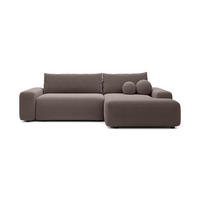 ECKSOFA RUOTA Braun Boucle-Stoff mit Schlaffunktion - Braun, Holz (264/162cm) - MASSENO