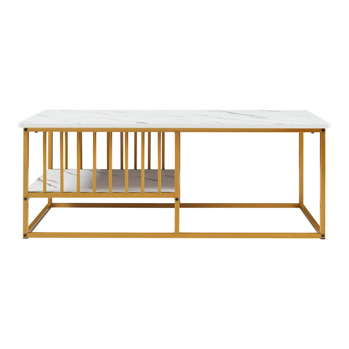 KONFERENČNÍ STOLEK Raukurg 120/60/44 cm - bílá/zlatá, kov/kompozitní dřevo (60/120/44cm) - [en.casa]