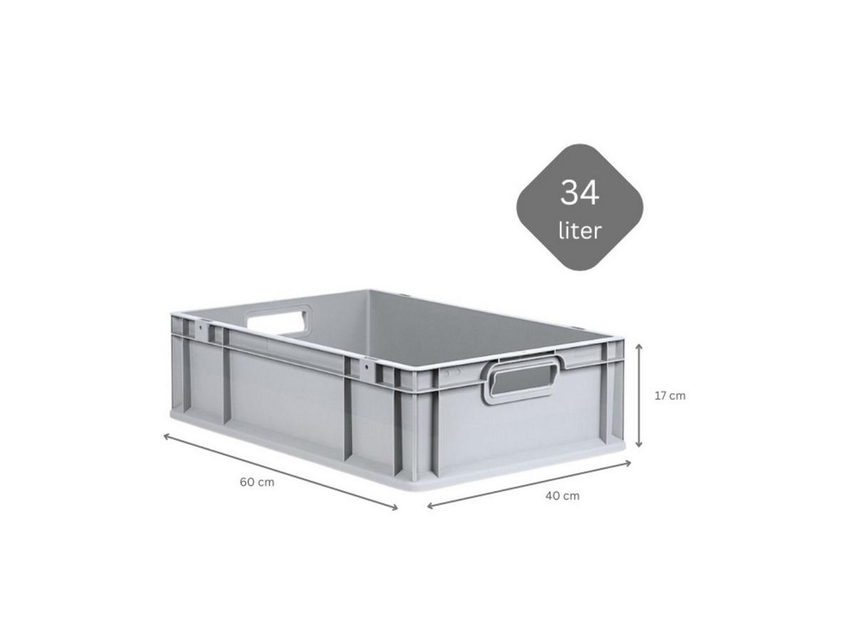 EUROBOX 5x Nextgen Economy Griffe Offen 17x40x60cm 34 Liter - Grau, Kunststoff (40/17/60cm) - PROREGAL