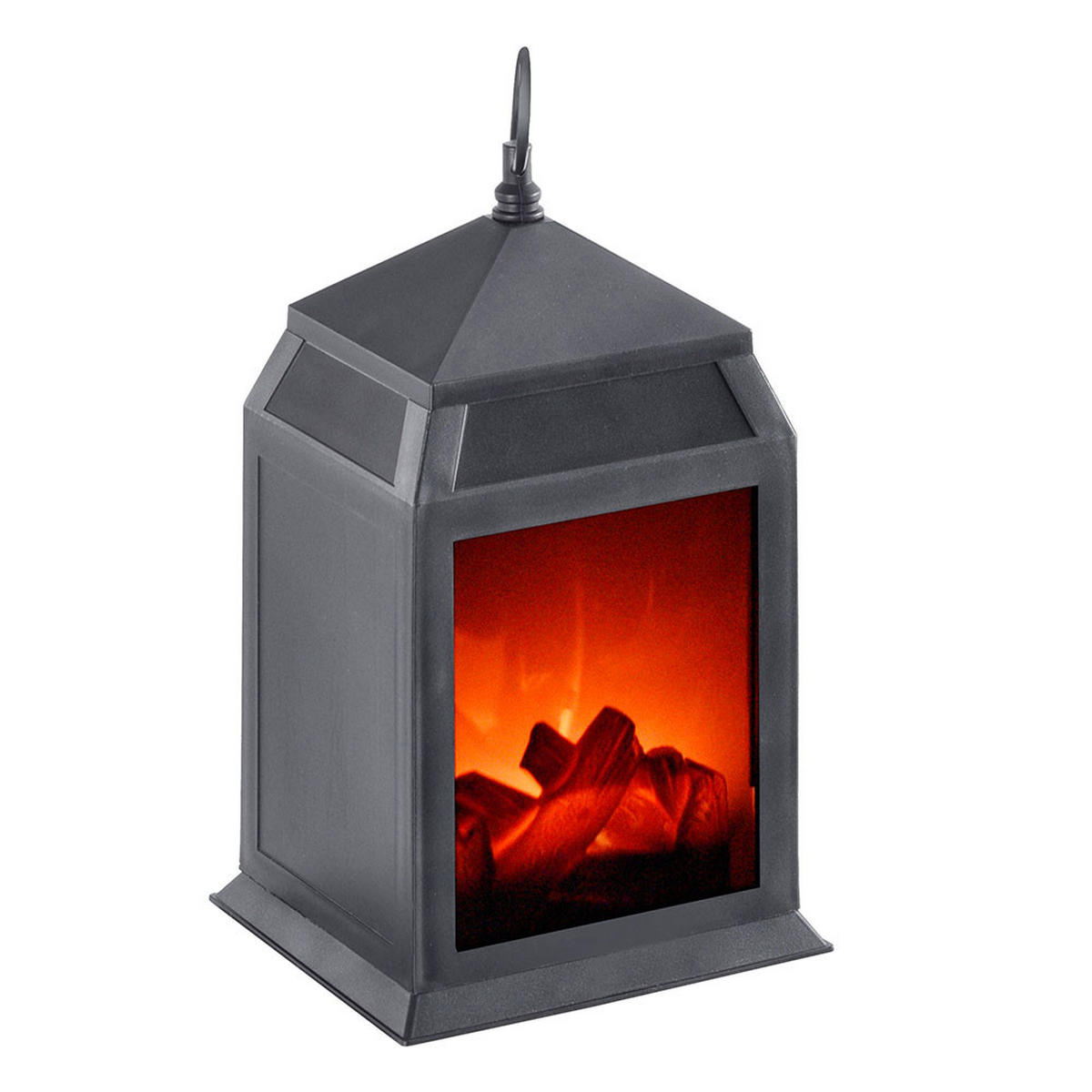 LED TISCHLEUCHTE Kamin Schwarz Kunststoff - Schwarz, Kunststoff (15.8/13.8/30cm)