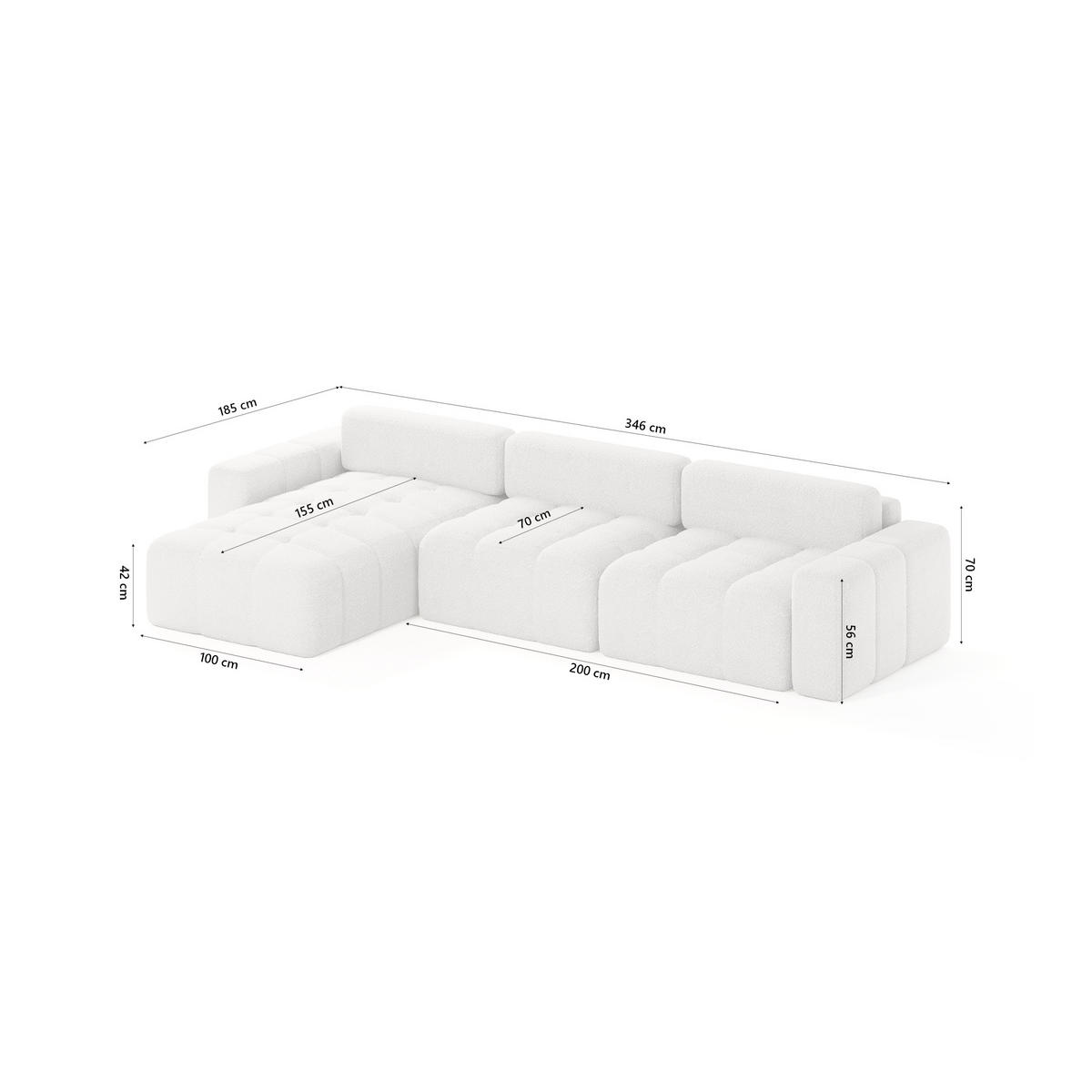 ECKSOFA RIFU SO 300x140 cm, Silber - Grau, Textil (346/185cm) - Fedve