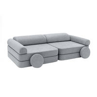 MODULARES Kindersofa aus Schaumstoff – weiches 4-in-1 Spielsofa für Kinderzimmer - Blau, Textil (160/50/76cm) - Bees & Blooms