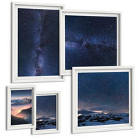 BILDER SET 5er Set - 50x50 cm & 20x30 cm & 40x60 cm Weißer Rahmen - Spiegelung der Felsen in Bergseen - Weiß, Kunststoff (40/60cm) - TULUP