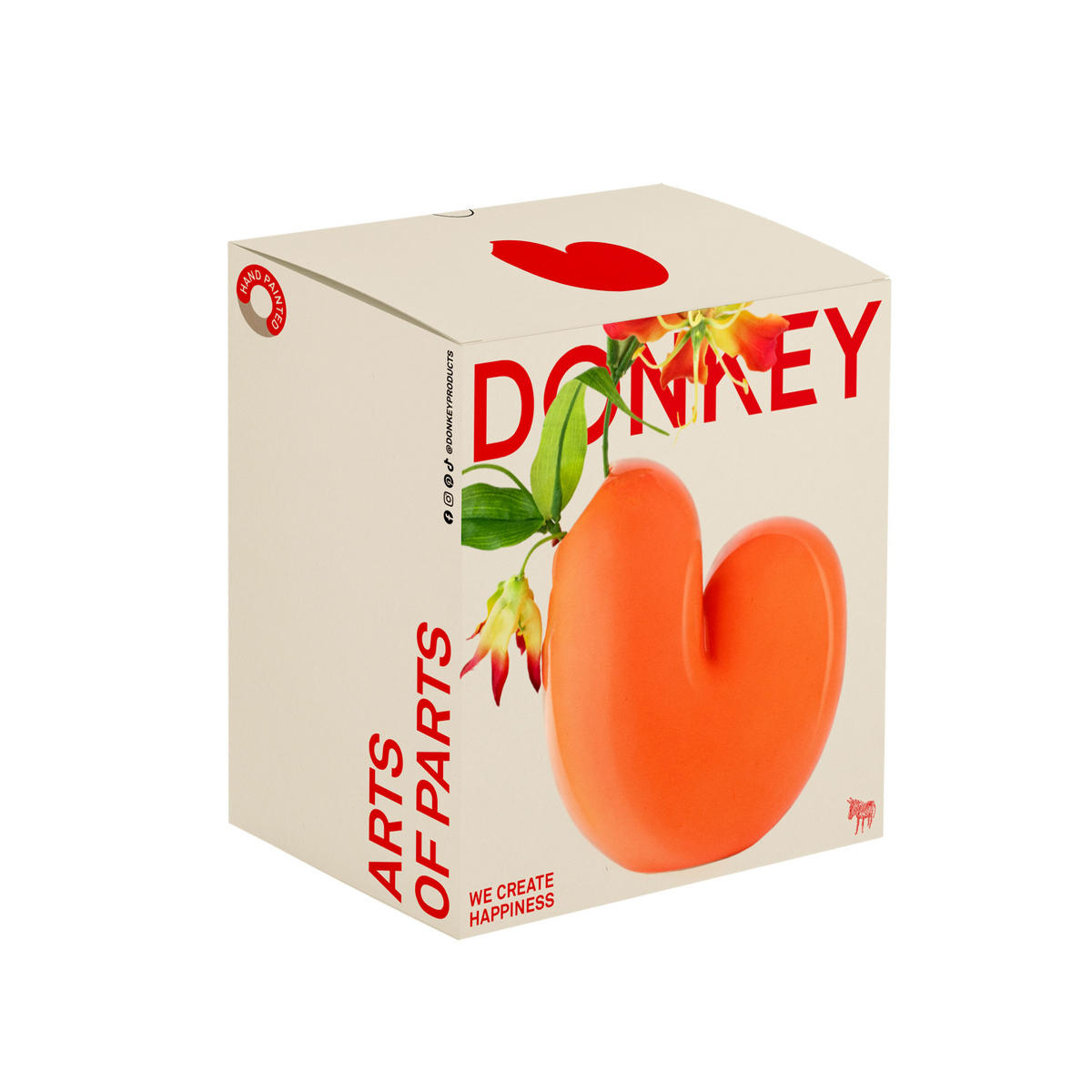 BLUMENVASE Arts of Parts Sulcus, Steingut, Orange, 18 x9.5 x 18 cm - Orange, Keramik (18cm) - Donkey Products