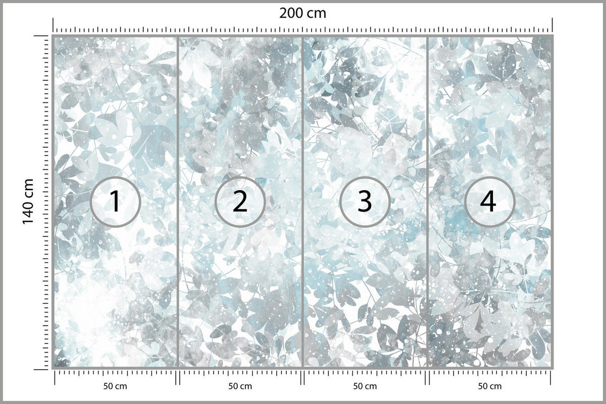 FOTOTAPETE für Wohnzimmer Blätter Abstraktion 200x140 - Blau/Weiß, Papier (200/140cm) - Muralo