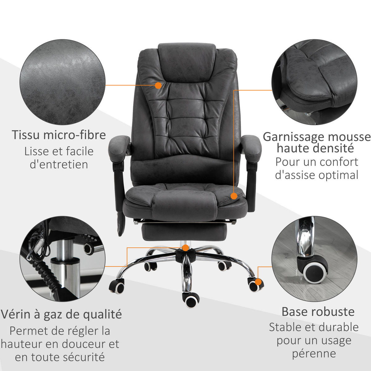 CHEFSESSEL DE-11817 Massage & Heizung Grau - Grau, Metall (70/119/65cm) - ComfortXL