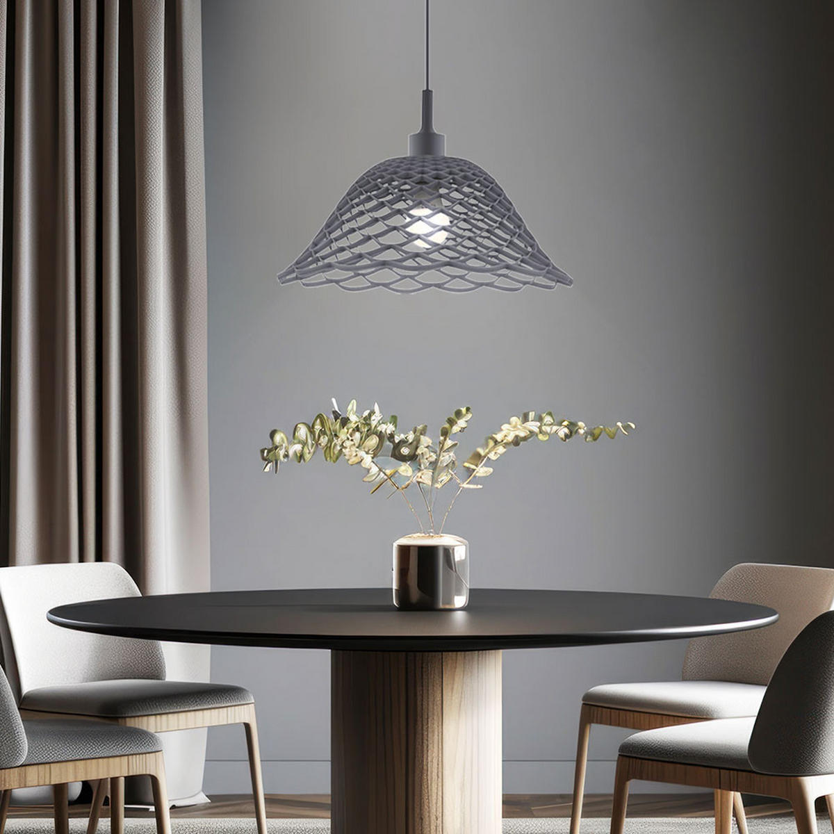 HÄNGELEUCHTE CHERRY Kunststoff Grau Geflecht - Grau, Kunststoff (37/37/13cm) - Globo Lighting